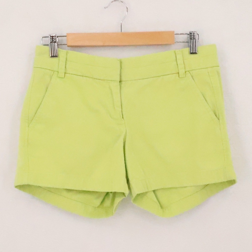 J Crew Chino 4 in Shorts Womens Size‎ 2 Lime Green Summer Cotton 2010s Preppy